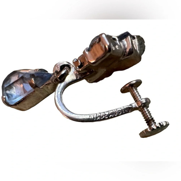 ANTIQUE | Austrian Crystal Screw-Back Drop Earrings - Mid 20th Century - Picture 4 of 4